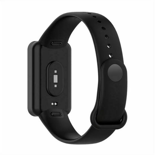 Silicone Strap, black, on a watch, 3/4 rear view