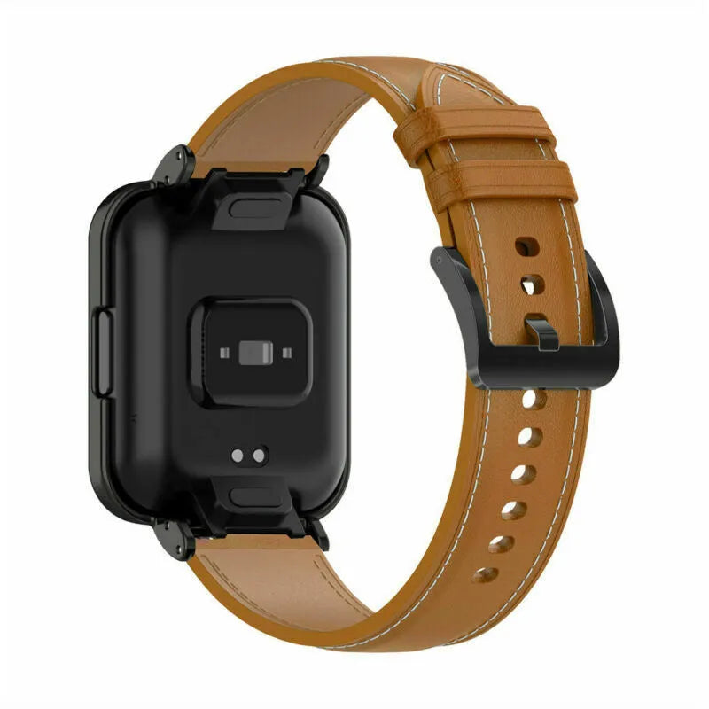 Leather Strap, brown, on a watch, 3/4 rear view