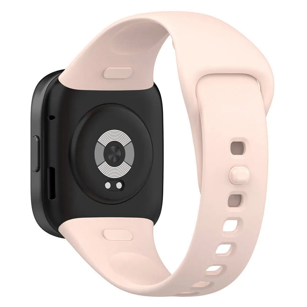 Silicone Strap, light pink, on a watch, 3/4 rear view