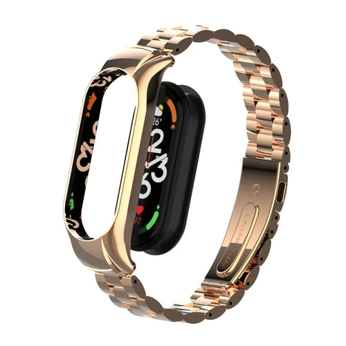 Steel Strap, rose gold, on a watch, 3/4 rear view