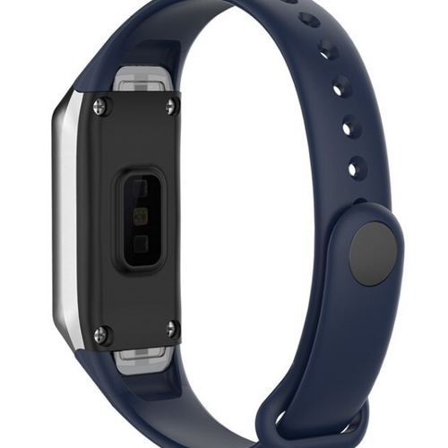 Silicone Strap, dark blue, on a watch, 3/4 rear view