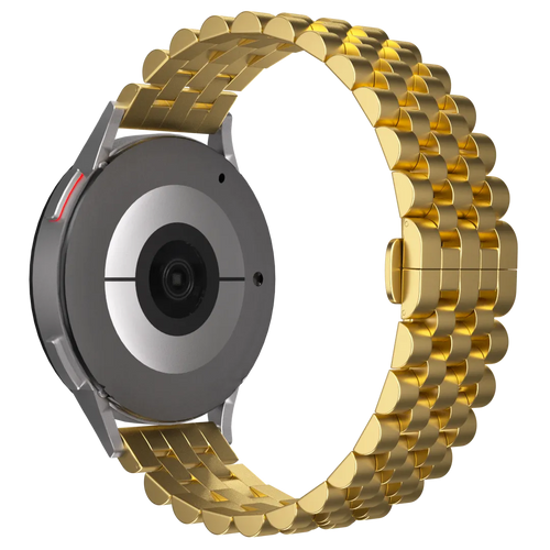 Jubilee Steel Strap, gold, on a watch, 3/4 rear view