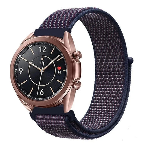 Nylon Strap, indigo blue, on a watch, 3/4 rear view