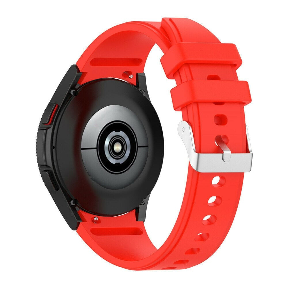 Silicone Strap 'Perfect Fit', bright red, on a watch, 3/4 rear view