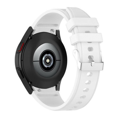 Silicone Strap 'Perfect Fit', white, on a watch, 3/4 rear view
