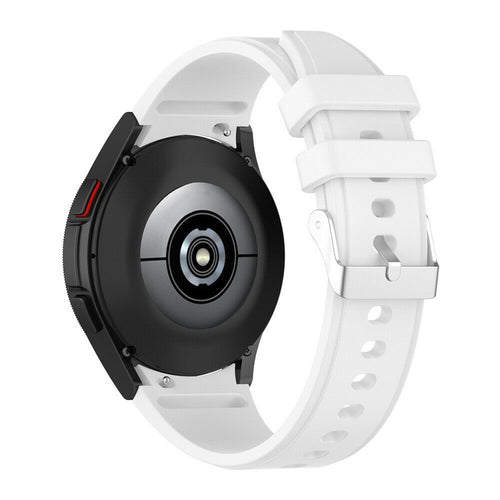 Silicone Strap 'Perfect Fit', white, on a watch, 3/4 rear view