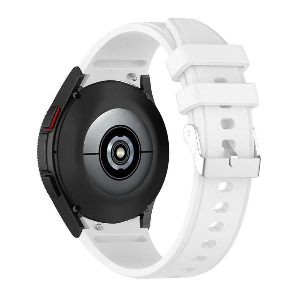 Silicone Strap 'Perfect Fit', white, on a watch, 3/4 rear view
