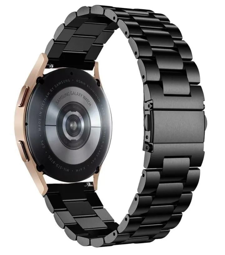 Steel Strap, black, on a watch, 3/4 rear view