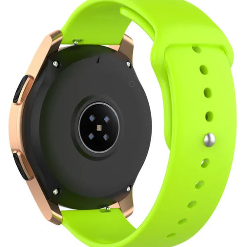 Silicone Sport Strap, light green, on a watch, 3/4 rear view