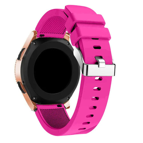 Twill Silicone Strap, bright pink, on a watch, 3/4 rear view