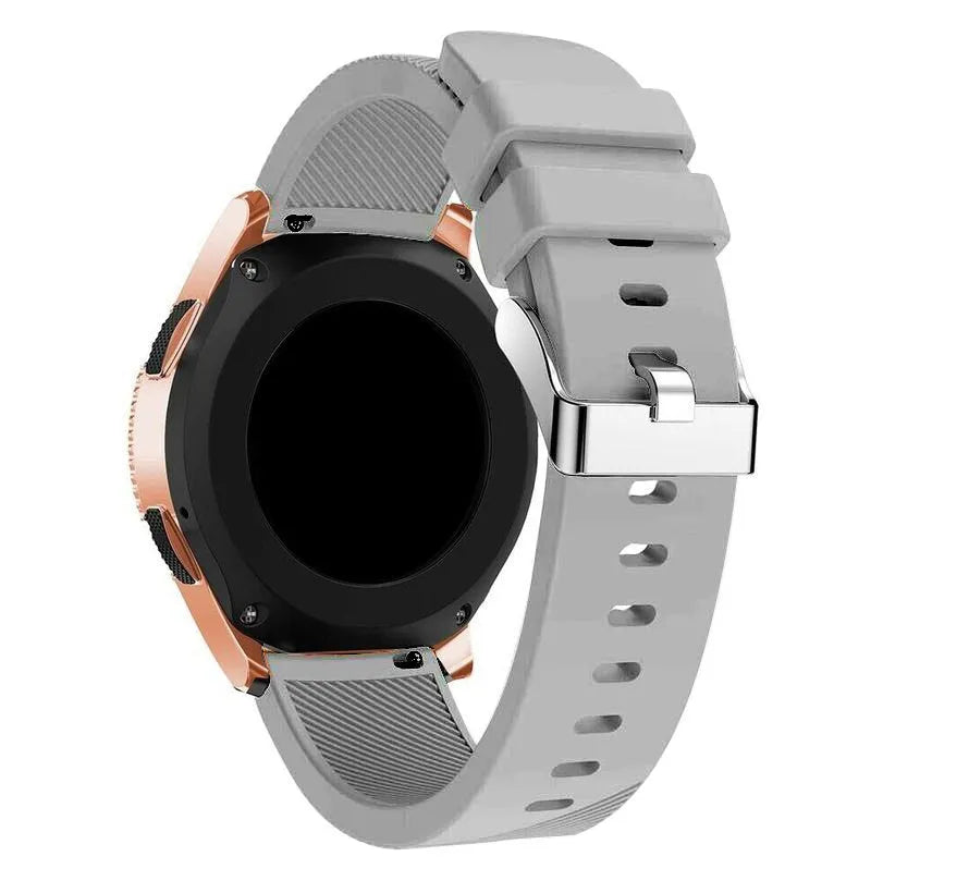 Twill Silicone Strap, grey, on a watch, 3/4 rear view
