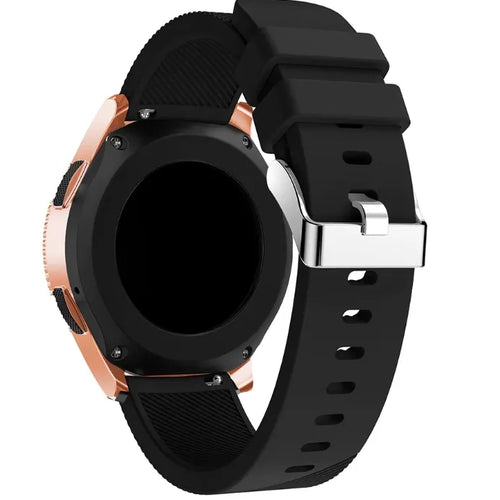 Twill Silicone Strap, black, on a watch, 3/4 rear view
