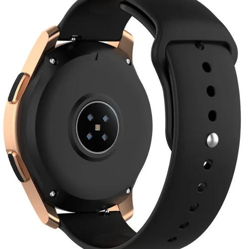 Silicone Sport Strap, black, on a watch, 3/4 rear view
