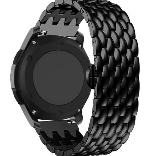 Steel Dragon Strap, black, on a watch, 3/4 rear view