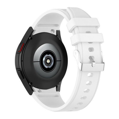 Silicone Strap 'Perfect Fit', white, on a watch, 3/4 rear view