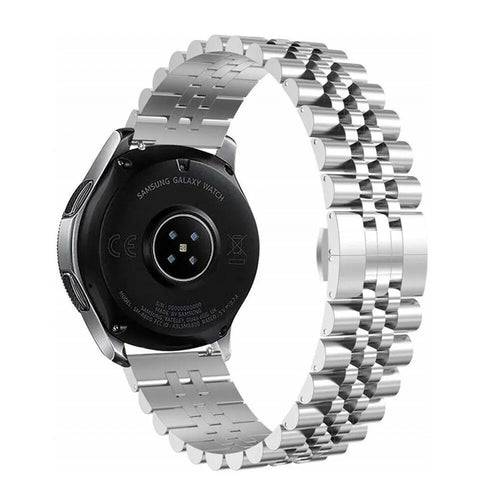 Jubilee Steel Strap, silver, on a watch, 3/4 rear view