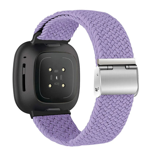 Nylon Adjustable Braided Strap, lilac, on a watch, 3/4 rear view