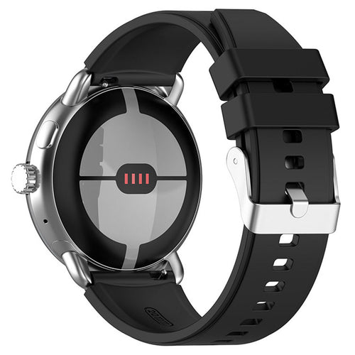 Silicone Strap, black, on a watch, 3/4 rear view