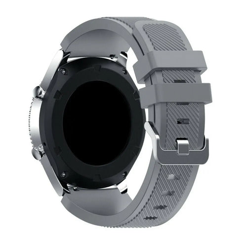 Twill Silicone Strap, grey, on a watch, 3/4 rear view