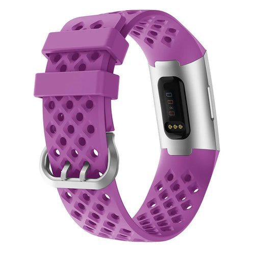Breathable Silicone Strap, dark purple, on a watch, 3/4 rear view