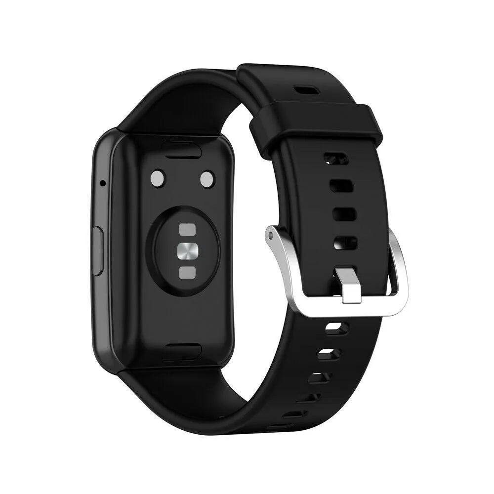 Silicone Strap, black, on a watch, 3/4 rear view