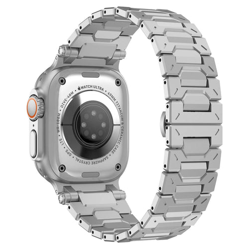 Explorer Steel Strap, silver, on a watch, 3/4 rear view