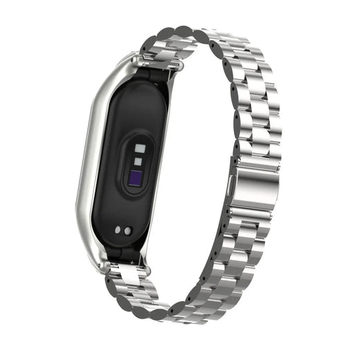 Steel Strap, silver, on a watch, 3/4 rear view