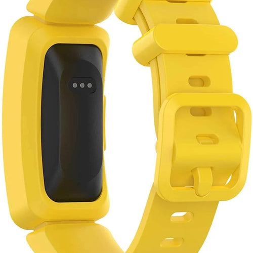 Silicone Strap, yellow, on a watch, 3/4 rear view