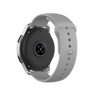 Silicone Sport Strap, grey, on a watch, 3/4 rear view