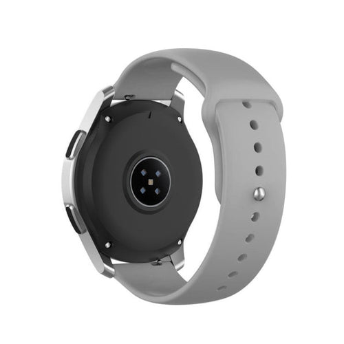 Silicone Sport Strap, grey, on a watch, 3/4 rear view