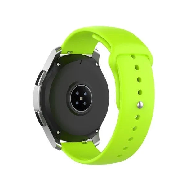 Silicone Sport Strap, lime, on a watch, 3/4 rear view