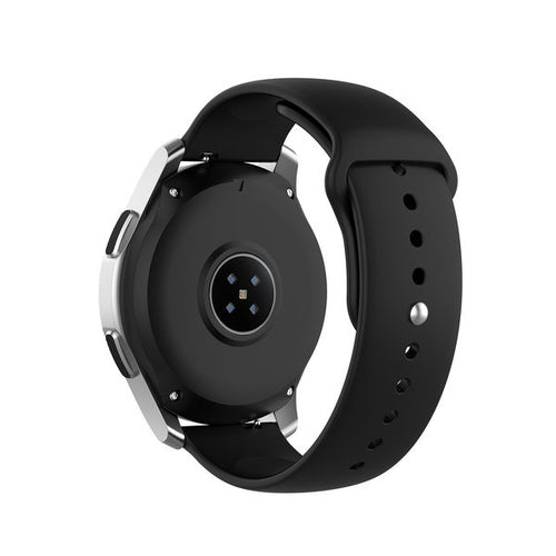 Silicone Sport Strap, black, on a watch, 3/4 rear view