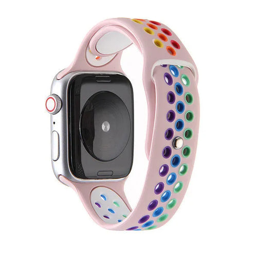 Silicone Sport Strap, on a watch, 3/4 rear view