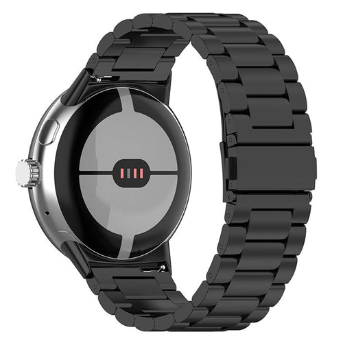 Steel Strap, black, on a watch, 3/4 rear view