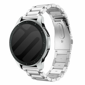 Steel Strap, silver, on a watch, 3/4 rear view