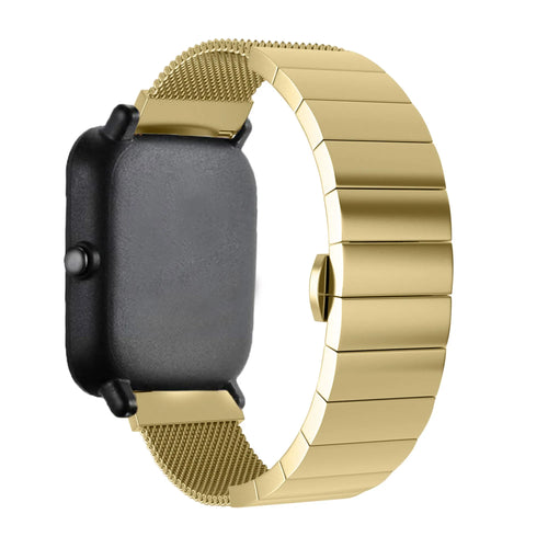Milanese Steel Strap, gold, on a watch, 3/4 rear view