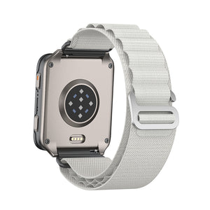 Alpine Nylon Strap, starlight, on a watch, 3/4 rear view