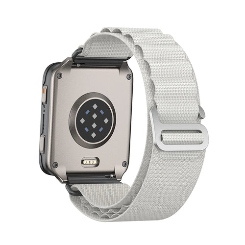 Alpine Nylon Strap, starlight, on a watch, 3/4 rear view