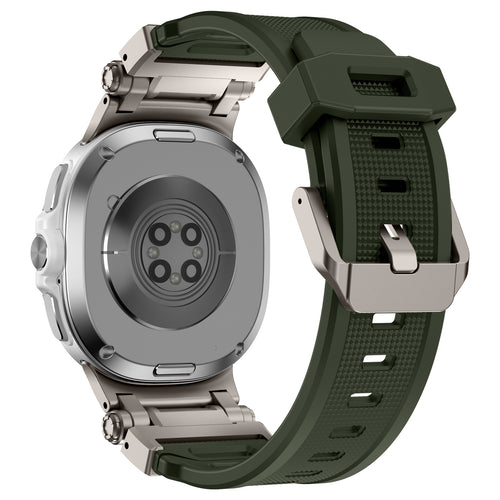 Samsung Galaxy Watch 8 Classic 'Explorer' Silicone Strap (Green with Titanium)