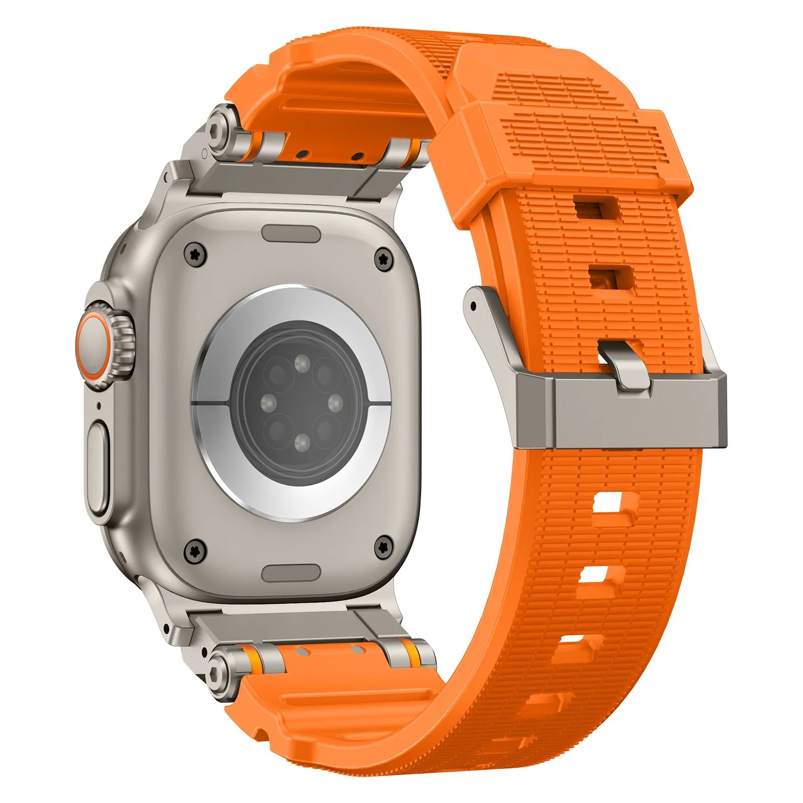 Apple Watch 'Adventurer' Silikonarmband (Orange mit Titan)