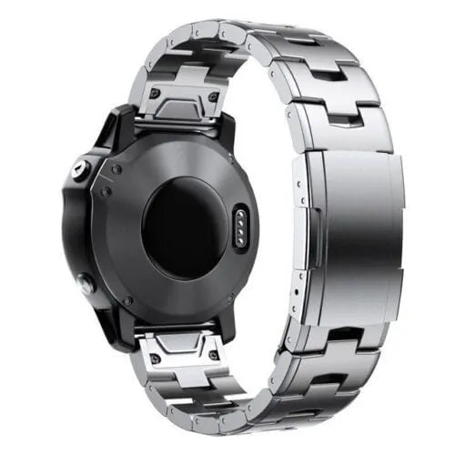 Titanium Strap, silver, on a watch, 3/4 rear view