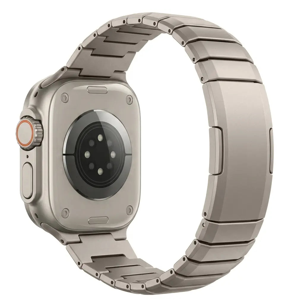One Bead Titanium Strap, on a watch, 3/4 rear view
