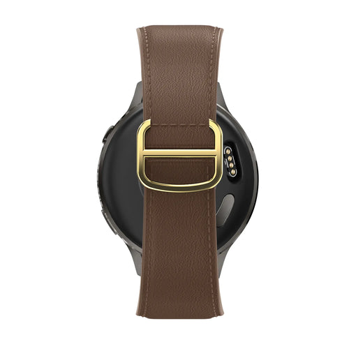Leather Strap 'D-Type', dark brown, on a watch, 3/4 rear view