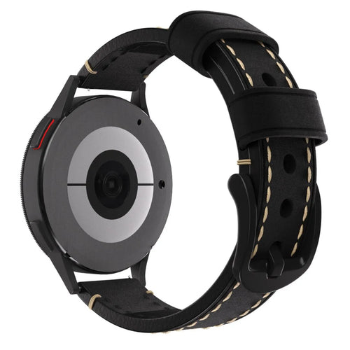 Genuine Leather Strap, black, on a watch, 3/4 rear view