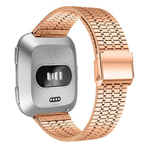 Fine Steel Strap, rose gold, on a watch, 3/4 rear view