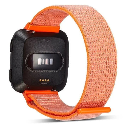 Nylon Strap, orange, on a watch, 3/4 rear view