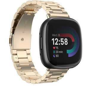 Steel Strap, champagne, on a watch, 3/4 rear view