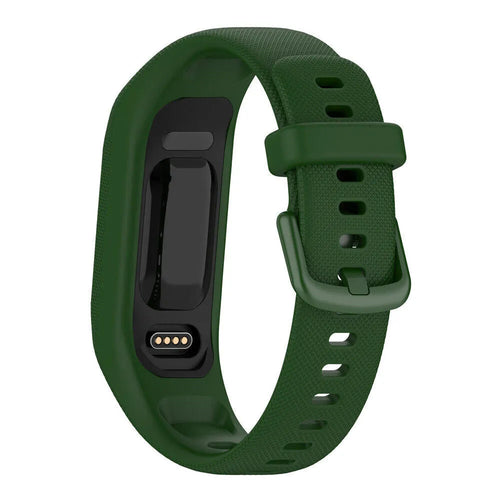 Silicone Strap, dark green, on a watch, 3/4 rear view