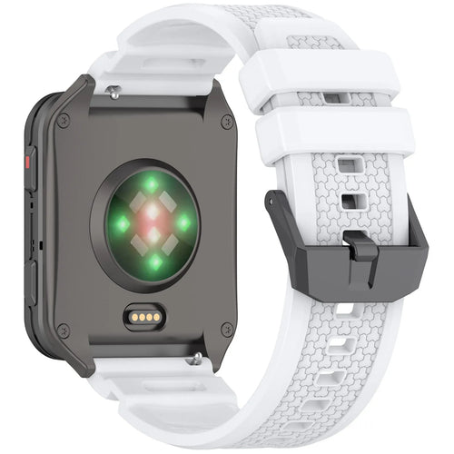 Silicone Strap, white, on a watch, 3/4 rear view