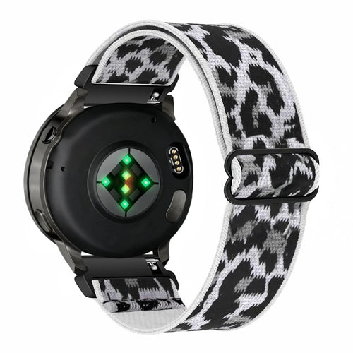 Bandz Amazfit Active 3 Premium Elastisches Nylonband (Weiß-Leopard)